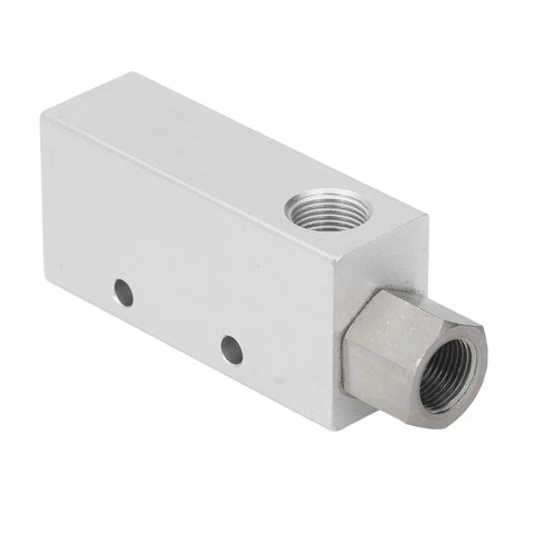 Heavy Duty Pneumatic Vacuum Generator And Air Operated Ejector Pump Featuring Solid Aluminum Frame For Machine Tool Shops Delivers Deep Suction Power Zero Leak Valves And Smooth Operation For No Sweat Setup On Busy Floors close-up of aluminum valve block with threaded ports