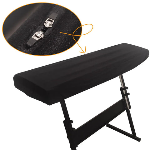 Premium Suede Digital Piano Keyboard Cover For 76 To 88 Keys With Dust Protection showing dual music stand zippers