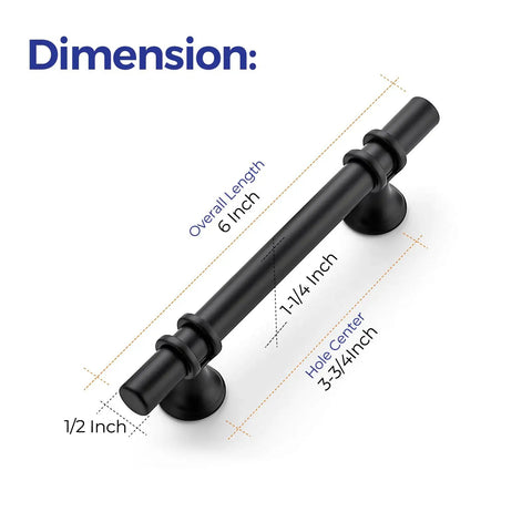 Dope 30 Pack 6 Inch Matte Black Cabinet Pulls With Round Base For Kitchen Cabinets And Cupboards, 6 Inch Length, 3.75 Inch Hole Center