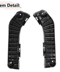 Front view: pair of black plastic front bumper brackets for Toyota Camry 2007–2011, driver and passenger side.