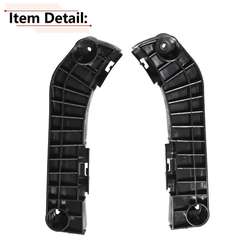 Front view: pair of black plastic front bumper brackets for Toyota Camry 2007–2011, driver and passenger side.