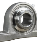 1-1/4 Inch Stainless Steel Pillow Block Bearing With Wide Inner Ring And Two Set Screws, Grease Zerk, Stainless Steel Housing