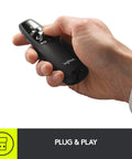 Hand holding R400 Wireless Presenter With USB A PowerPoint Clicker And Red Laser Pointer For Easy Slideshow Control Plug And Play Remote