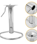 Hassle Free Heavy Duty Bar Stool Swivel Base With Built In Footrest And Hydraulic Lift Smooth Spin Steel Frame showing chrome finish and hydraulic lift.