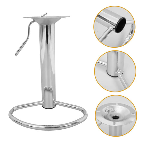 Hassle Free Heavy Duty Bar Stool Swivel Base With Built In Footrest And Hydraulic Lift Smooth Spin Steel Frame showing chrome finish and hydraulic lift.