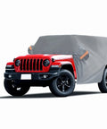 Jeep Wrangler Cab Cover For 2007 To 2026 Four Door Waterproof All Weather Half Car Cover Oxford Fabric On Red Vehicle With Zipper