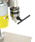Hilitand Mini Benchtop Drill Press With 1000-4500Rpm Adjustable Speed Aluminum Alloy Body showing the motor and chuck.