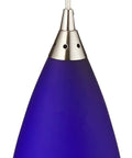 Vesta Mini Pendant Light With Blue Glass In Satin Nickel Finish 1 Light Hardwired Ceiling Fixture Includes 9.5W A19 Bulb