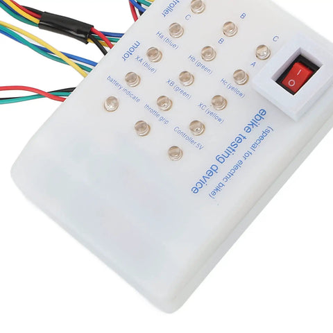 No Sweat Brushless Motor Controller Tester And Rugged Electric Vehicle Diagnostic Kit For Electric Bikes with LED indicators and wires.