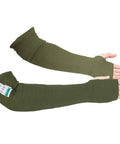 Top Shelf Kevlar Arm Sleeves With Thumb Holes Cut Scratch And Heat Resistant Long Arm Protective Guards in olive green.