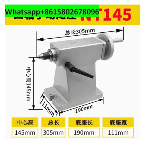 Rock Solid Pneumatic Four Axis Tailstock Cnc Indexing Head With Ejector Pin, silver cast iron, 305mm total length, designed for precision machining.