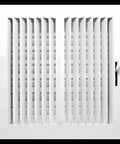 Sweet 8 By 8 Inch Two Way Vertical Air Supply Grille Flat Face White with stamped steel frame and white finish.