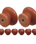 8 Pack Wood Dresser Knobs With Classic Brown Tone, featuring round pulls for cabinet and drawer handle replacements.