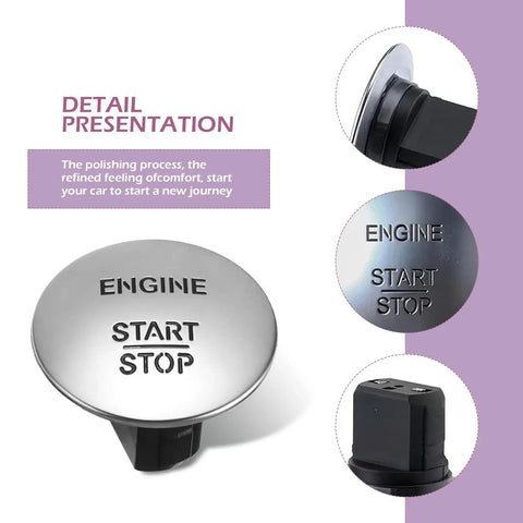 Engine Start Stop Button Switch For Mercedes-Benz All Series OEM Replacement 2215450714 A2215450514 A2215450714 Silver Finish