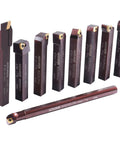 Half Inch Indexable Carbide Turning Tools And Boring Bar Set, Pro Grade 9 Piece Lathe Tool Kit, black oxide finish view