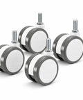 2.5 Inch Twin Wheel Swivel Caster Set For Furniture, Heavy Duty 360 Degree Casters with threaded stems, set of five
