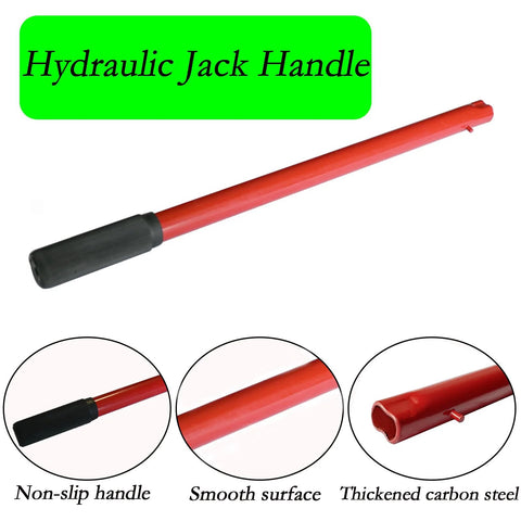 Red replacement hydraulic jack handle for 2-ton automotive jack, black non-slip grip, smooth carbon steel shaft