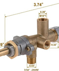 Low Pressure Propane Gas Fireplace Fire Pit Flame Failure Safety Control Valve Kit With Igniter Assembly showing dimensions