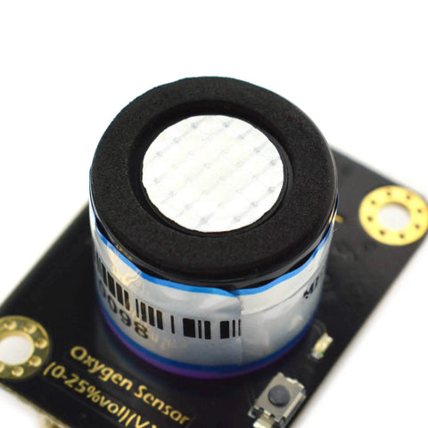 Close-up of Plug And Play I2C O2 Oxygen Sensor Module for Arduino ESP32 Raspberry Pi, 0-25% oxygen range, digital gas detector