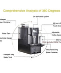 Diagram of Super Automatic Espresso Machine And Hot Water Dispenser Combo Featuring Easy One Touch Operation Quick 25 Second Extraction No Mess Anti Drip Build.