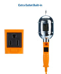 ETL Listed LED Drop Light With 25 Foot Extension Cord, Built-In Outlet, Magnetic Base And Handle In Bright Orange, 1200 Lumen