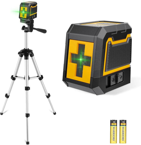 Green Cross Line Laser Level with Tripod Self Leveling for Indoor Outdoor Use 82 Ft Range Picture Hanging Tile and Wall Renovation Tool