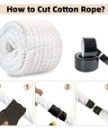 Guide on cutting 1 Inch White Cotton Rope 100 Feet Triple Stranded Natural Twisted Cord For Landscaping Railings Climbing Decor DIY Projects