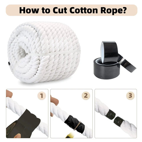 Guide on cutting 1 Inch White Cotton Rope 100 Feet Triple Stranded Natural Twisted Cord For Landscaping Railings Climbing Decor DIY Projects