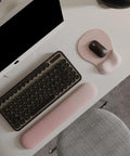 ErgoComfort Gel Wrist Rest Mouse Pad With Non Slip Base, Ergonomic Office Mousepad With Wrist Support, Comfortable Desk Mat For Home And Gaming, Enhanced Fatigue Relief, Pink Serenity 02 displayed on a white desk next to a keyboard and monitor.