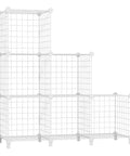 Wire Cube Storage Organizer 6 Cube Shelves Metal Bookshelf For Bedroom, Home And Office, Portable Closet Clothes Organizer, White Finish, Durable Open Cube Storage System, shown in six-cube configuration with white metal wire and ABS connectors.