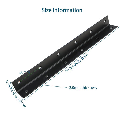 Heavy Duty Stainless Steel L Bracket Corner Brace For Wood Black Large Angle Brackets With 90 Degree Joint Size Details