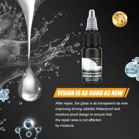 Ultimate Windshield Repair Kit For Chips And Cracks 2025 Upgrade With Nano Fluid Filler bottle close-up