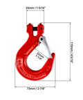 Clevis Slip Hook With Latch, 4 Pack, Five Sixteenths Of An Inch, 2470 Lbs Load Limit, Grade 80 Drop Forged Alloy Steel, red hook