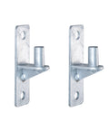 Wall Mount Chain Link Fence Gate Hinges Two Pack With Five Eighth Inch Pin, Rust Resistant Iron With Silver Galvanized Coating