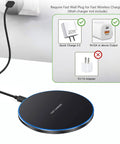 20W Fast Wireless Charging Pad For iPhone 17 16 15 14 13 12 SE AirPods Samsung Galaxy S25 S24 Note Pixel And LG Slim Qi Charger Mat With Case Friendly Design And Overheat Protection in use with power adapter guide