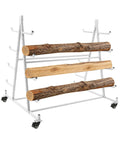 Rock Solid Five Tier Heavy Duty Horizontal Storage Rack With Smooth Rolling Wheels And Sure Lock Brakes 500 Lb Cantilever Lumber Rack with logs