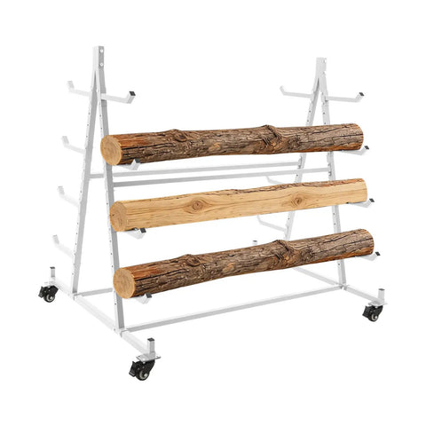 Rock Solid Five Tier Heavy Duty Horizontal Storage Rack With Smooth Rolling Wheels And Sure Lock Brakes 500 Lb Cantilever Lumber Rack with logs