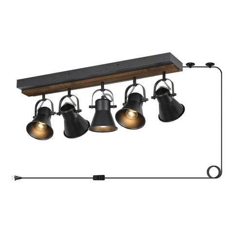 Five Light Plug In Track Lighting Kit In Black With Rotatable Heads For Living Room Bedroom Hallway And Kitchen, installed view