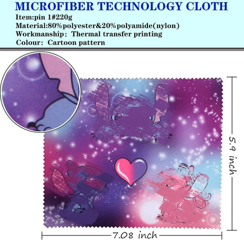 Microfiber cleaning cloths, 12-pack with cartoon pattern; for cameras, lenses, glasses and screens; 7.08 x 5.9 in