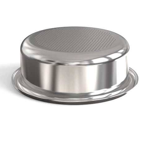 Ridgeless 58mm Espresso Basket Filter 18 Gram Nanotech NanoQuartz Nonstick Coating For Baristapro viewed from side angle