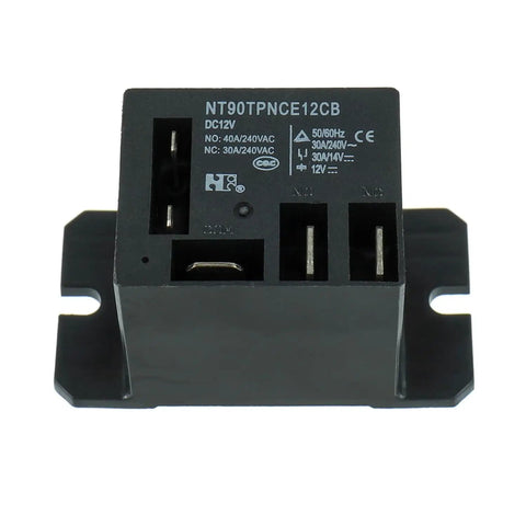 12V DC Power Relay With 30A And 40A SPDT Contacts 1NO 1NC Flange Mount 10 Quick Connect Terminals Mini Relay Pack Of 2 Plug And Play Easy Install For Automotive, Industrial, And DIY Projects unit with visible terminals