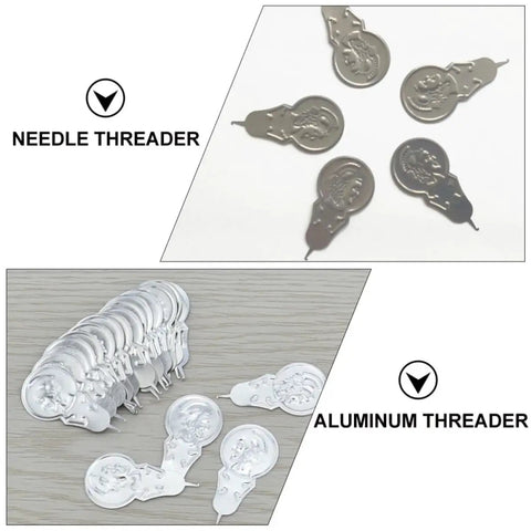 Aluminum Wire Loop Threader Set Of 100 For Cross Stitch And Embroidery Handy Portable Needle Threading Tool Time Saver DIY Sewing Aid For Quick Threading And Easy Stitching, silver threaders