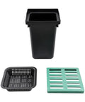 Heavy Duty Drainage Catch Basin Kit With Debris Basket And Grate, 15.7 x 15.7 x 23.6 Inch Composite Resin Basin, DIY Friendly Black Green