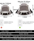 saditesdk 12Pack Led Recessed Lighting - 5W/7W Black Recessed Lights Led Ultra-Thin Downlight showing two sizes and features.