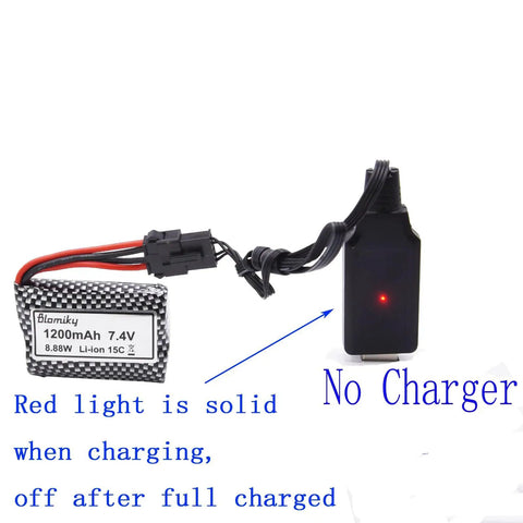 2 Pack 7.4V 1200mAh LiIon Rechargeable Battery With SM5P Plug And USB Cable For TX123 RC Boat R208 Replacement