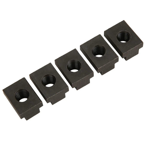 Kick Up Your Game With Heavy Duty M12 T Slot Nuts Made From Tough 45 Steel And Durable Black Oxide Coating, five nuts arranged in a row.