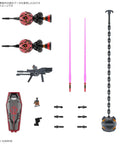 Accessories of Red Gundam HG 1/144 Model Kit With Dope Color Scheme And Versatile Weapons, Shield Mounts On Arm Or Backpack