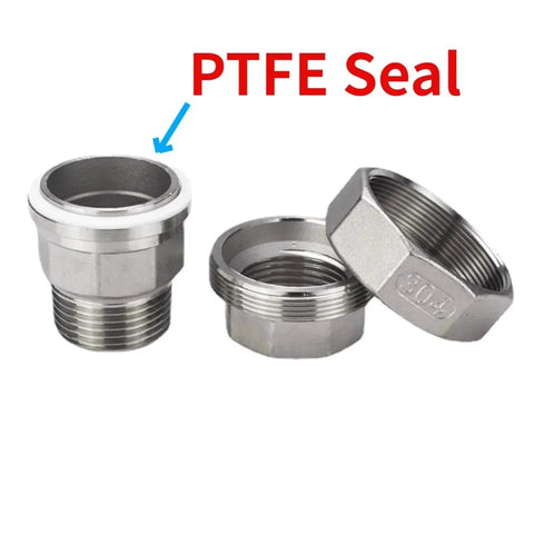 Heavy Duty 304 316 Stainless Steel Union Coupler Female Male Pipe Connector With Rock Solid PTFE Sealing