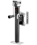 Installed VEVOR 2500-lb trailer jack with swivel bolt-on base and ergonomic handle