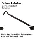8 Inch Heavy Duty Barn Door Hook And Eye Latch, Solid Extra Thick Sliding Door Lock For Barn Gate Privacy, Black Finish
